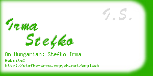 irma stefko business card